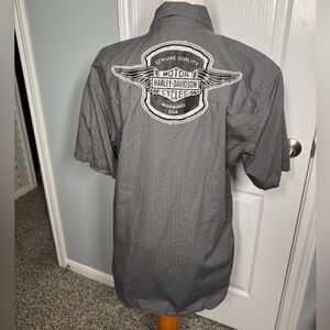 Harley-Davidson Charcoal Winged Logo Shirt in Men's Medium